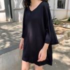 3/4-sleeve Cutout Mini T-shirt Dress