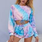 Set: Tie-dyed Cropped Pullover + Shorts