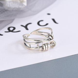 925 Sterling Silver Layered Open Ring Rs458 - Open Ring - One Size