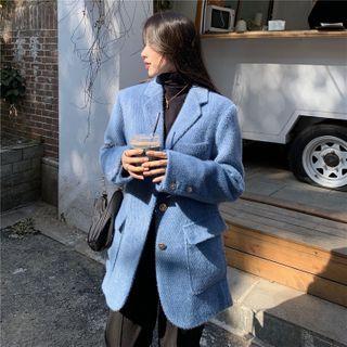 Plain Woolen Long-sleeve Blazer