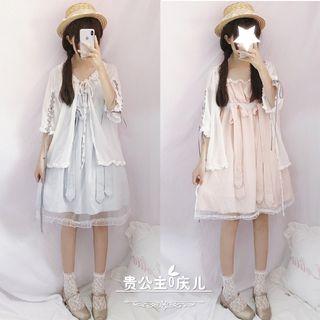 Open-front Light Jacket / Sleeveless A-line Dress / Set