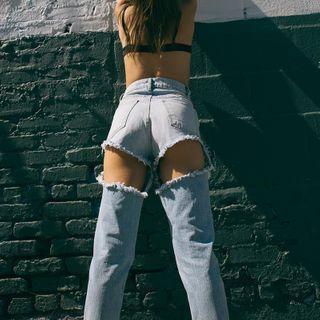 Cut-out Cropped Straight-fit Jeans