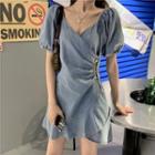 Square-neck Denim Dress As Shown In Figure - One Size