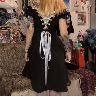Off-shoulder Back Lace-up A-line Dress