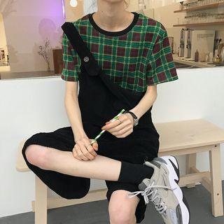 Plaid Loose-fit Short-sleeve T-shirt