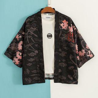 Dragon Print Open-front Jacket
