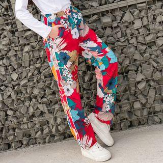Floral Print Straight-cut Pants