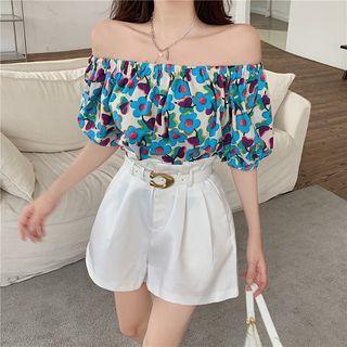 Off Shoulder Floral Blouse / Shorts
