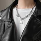Lettering Chained Necklace 1 Pc - Silver - One Size