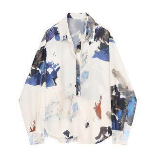 Ink Paint Single Breasted Buttoned Blouse