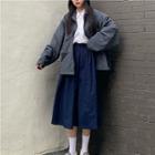 Front Pocket Zip Jacket / Midi Skirt / Set