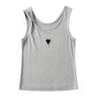 Heart Embroidered Crop Tank Top
