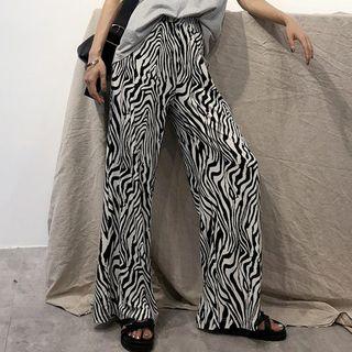 Zebra Print Wide Leg Pants Zebra Print - One Size