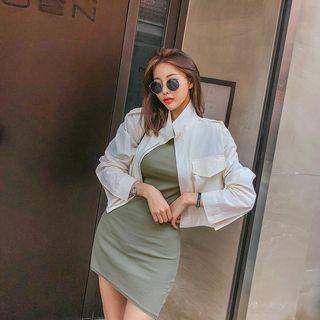 Asymmetric-collar Military Jacket