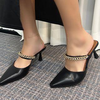 Chain Spool-heel Mary-jane Mules