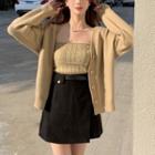 Strapless Knit Top / Cardigan / Mini A-line Skirt