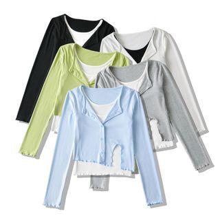 Long-sleeve Asymmetrical Slit Top