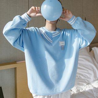 Round Neck Color Block Asymmetrical Sweatshirt