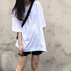 Elbow-sleeve Side Slit T-shirt