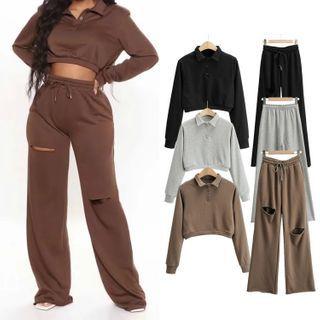 Set: Long-sleeve Polo Shirt + Sweatpants