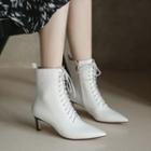 Pointy-toe Stiletto Heel Lace-up Short Boots