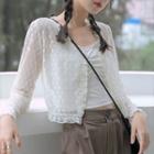 Ruffled Open-front Lace Jacket