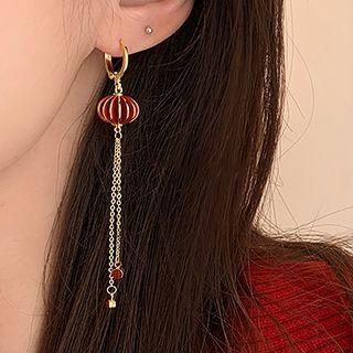 Fringe Earring 1 Pair - Red & Gold - One Size