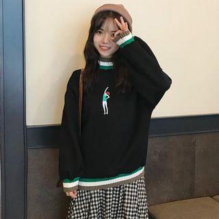Print Color-block Loose-fit Sweatshirt