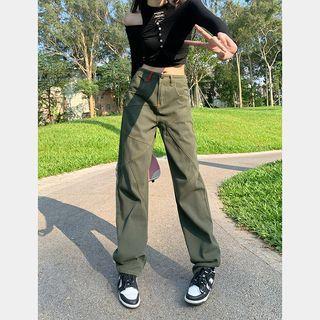 High Waist Straight Leg Cargo Jeans (various Designs)