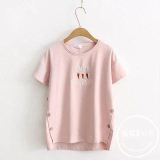 Ice Cream Embroidered Short-sleeve T-shirt