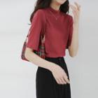 Plain Half High Collar Short-sleeved Top