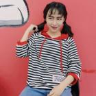 3/4-sleeve Striped Hoodie