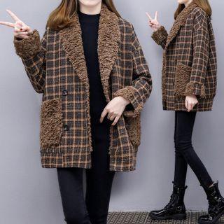 Fleece Panel Plaid Blazer