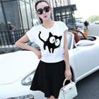 Set: Short-sleeve Printed T-shirt + Skort