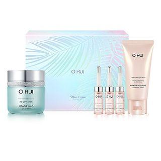 O Hui - Miracle Aqua Gel Cream Set: Gel Cream 50ml + Miracle Moisture Ampoule 777 7ml X 3pcs + Cleansing Foam 80ml 5pcs