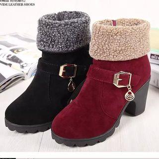 Belted Fleece-lined Ankle Boots
