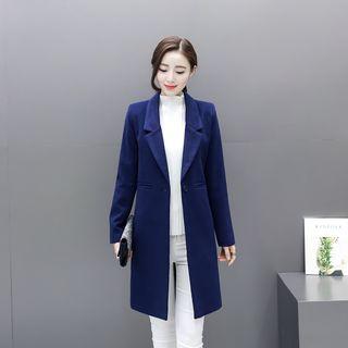 Plain Lapel Knit Coat