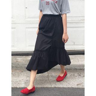 Asymmetric-hem A-line Long Skirt