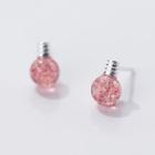 925 Sterling Silver & Bead Light Bulb Earring 1 Pair - Red - One Size