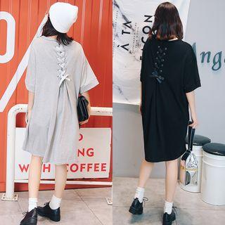 Ribbon Back Short-sleeve T-shirt Dress