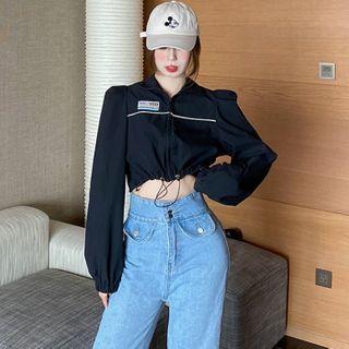 Printed Letter Cargo Long-sleeve Top