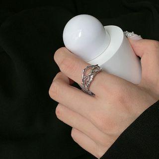 925 Sterling Silver Irregular Layered Ring Silver - One Size