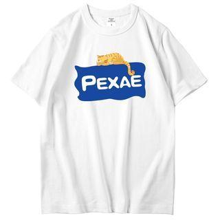 Lettering Cat Print T-shirt