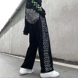 Letter Print Wide Leg Pants