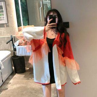 Panel Mesh Cardigan / Spaghetti-strap Dress