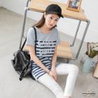Striped Lettered Graphic Long Tee