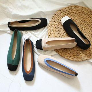 Color Block Square-toe Flats