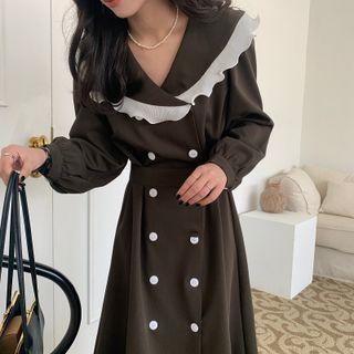 Long-sleeve Double Breasted Midi Coat