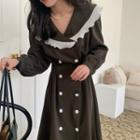 Long-sleeve Double Breasted Midi Coat