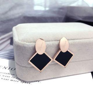 Retro Square Dangle Earring Stainless Steel - Gold - One Size